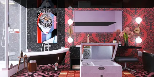 Elegant Black and Red Bathroom