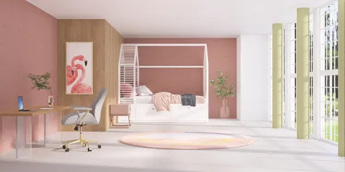cute flamingo kids room design 