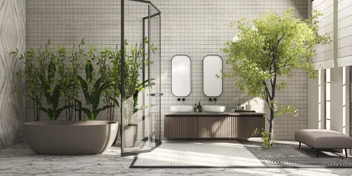 Minimalist and jungle bathroom 