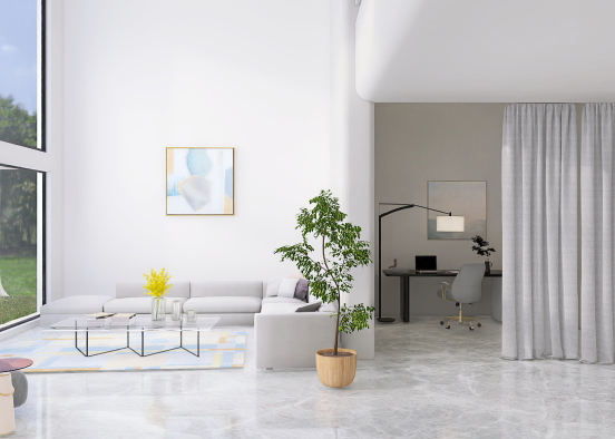 Clean sleek living space Design Rendering