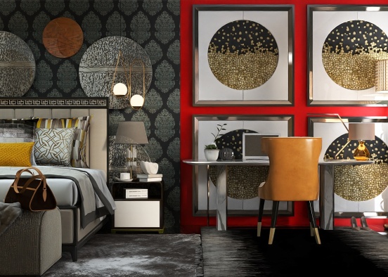 Bold colors bedroom design  Design Rendering