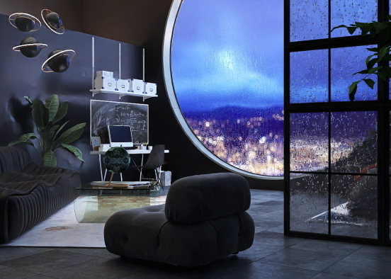 Dark themed room Design Rendering