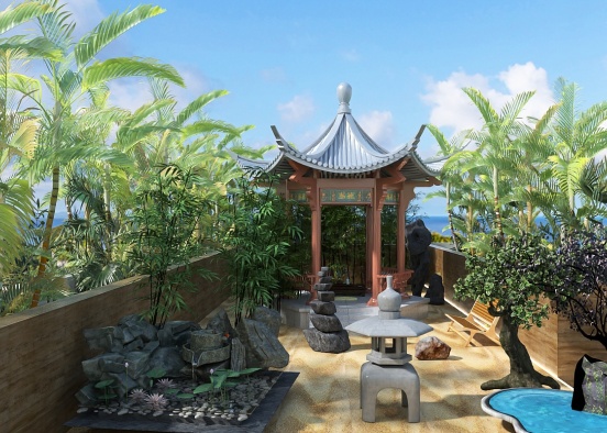 A Touch of the Orient rooftop garden. Design Rendering