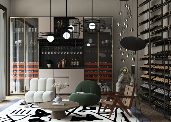 relaxing wine room (bar ) living room Design Rendering