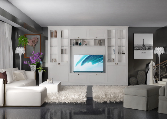 white,black living room ❤️ Design Rendering