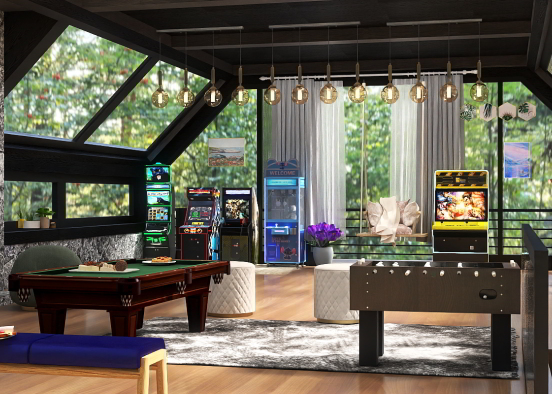 an idea of a game room in someone's home Design Rendering
