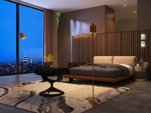 Modern Bedroom With City View