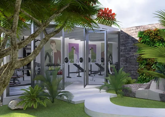 # Academia no jardim Renderização de Design