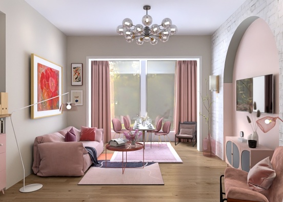 dining and livingroom in rosa  Design Rendering