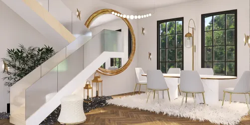 Luxury dining room with stairs