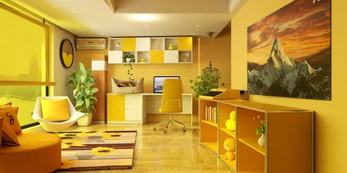 Yellow office/ lounge area