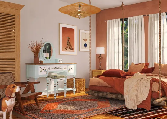 Ditsy Vintage Bedroom  Design Rendering