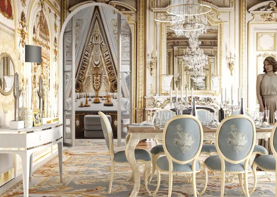 # Design Luxuoso da Sala de Jantar Визуализация дизайна