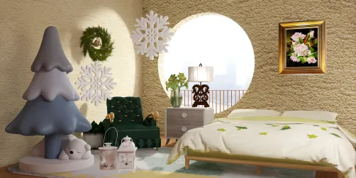 Golden Christmas bedroom 