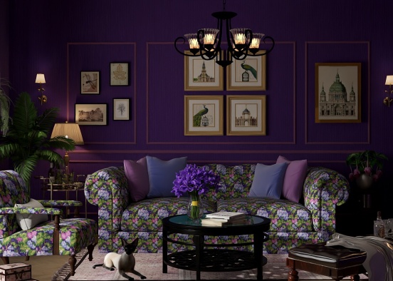 A very purple room. Design Rendering