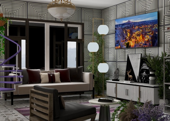 small apartment living room Design Rendering