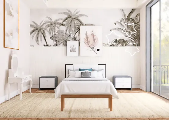 A simple and aesthetic room theme: white Design Rendering