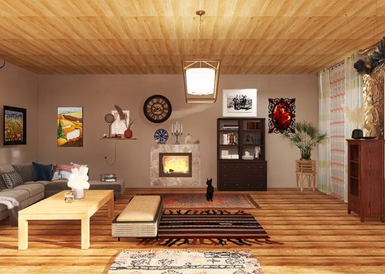 Modern Bohemian interior. Design Rendering