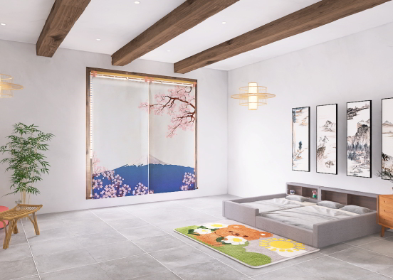 Japanese Bedroom Design Rendering