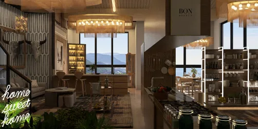 Modern Open-Concept Living and Kitchen Area