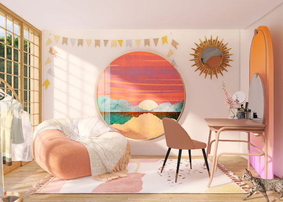 Aesthetic Sunset Room Design Rendering