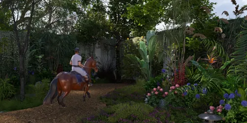 Paseo a caballo por el jardín 