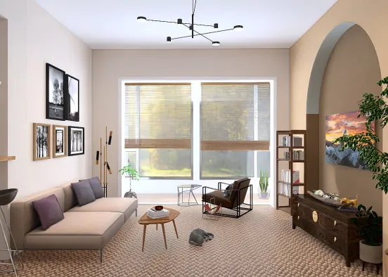 Living room minimalist  Design Rendering