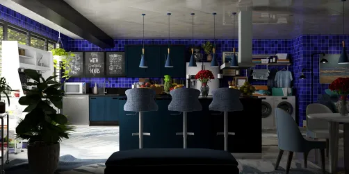Kitchen with Dining and Laundry area 🩵💙