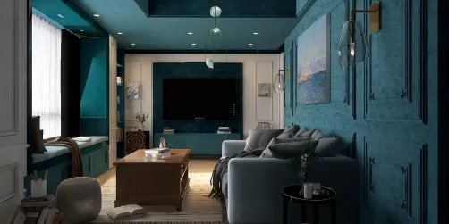 salon bleu velour