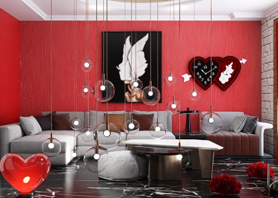 Red living room idea 💡  Design Rendering