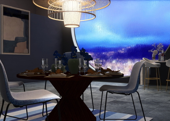 Penthouse Periwinkle Dining Design Rendering