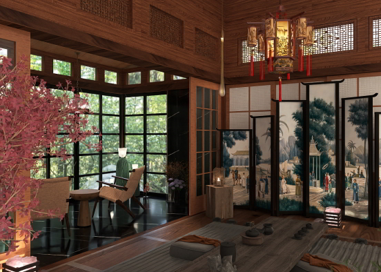 Japanese Tea Room Design Rendering