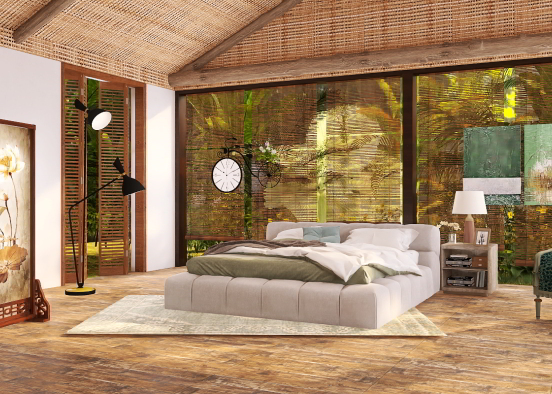 Green forest bedroom  Design Rendering