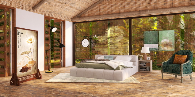 Green forest bedroom 