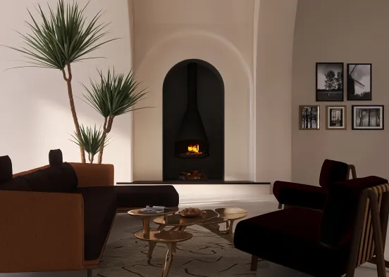 Modern fireplace Design Rendering