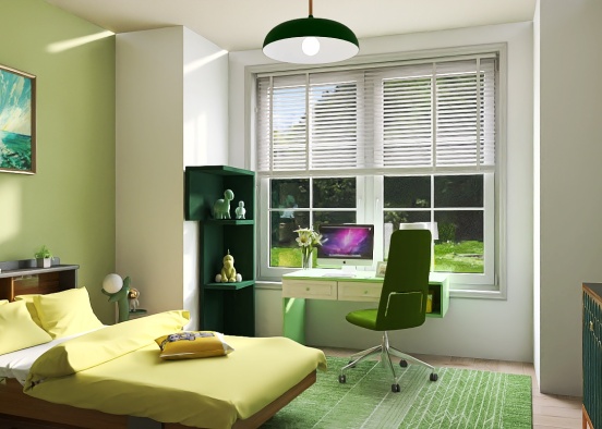 Green Kids Room Design Rendering