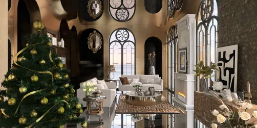 Elegante y metálico salón geométrico