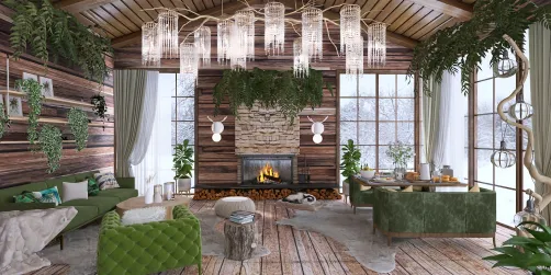 rustic green room