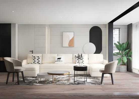 Sunny Living Room Design Rendering