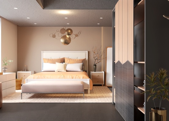 Wooden bedroom Design Rendering
