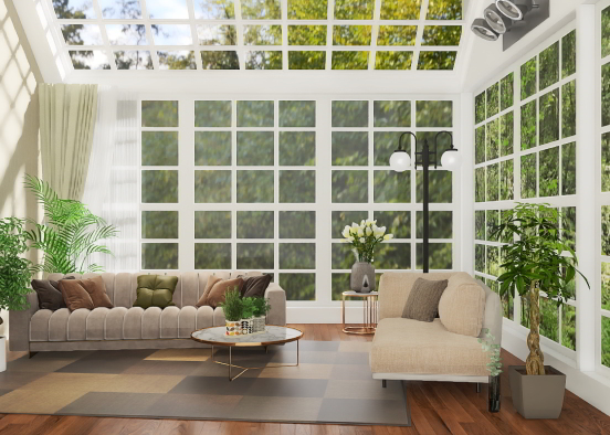 cozy green Living Room Design Rendering