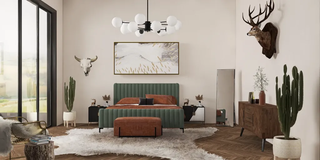 a living room with a couch, chair, and a clock 