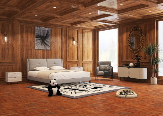 Old and modern style bedroom Design Rendering