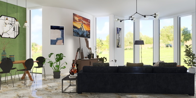 Modern-ish Art dining/living room
