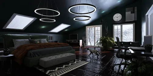 Dark Green Bedroom 