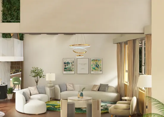 # Calm Living Space  Renderização de Design