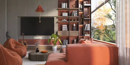 Orange living room 