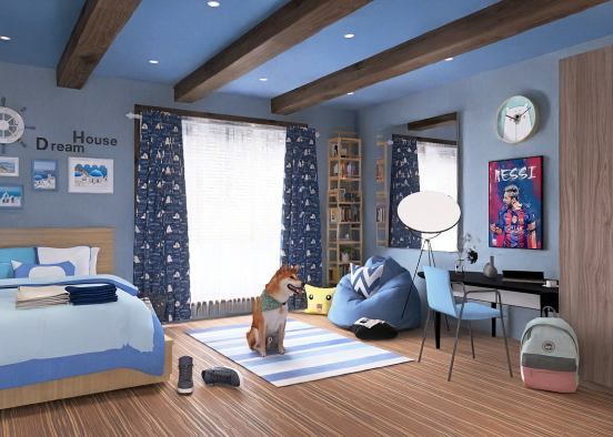 beautiful blue childhood room Design Rendering