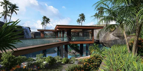 Project Lagoon house between the rocks (3D)