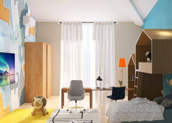 Дизайн комнаты для двух детишек Design Rendering